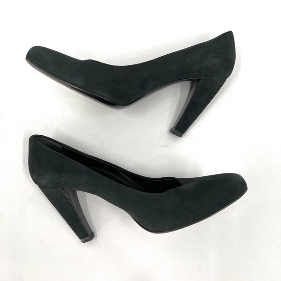 PRADA Shoes Womens 37 Green Calzature Donna Suede Comma Heel Almond Toe Pump - Picture 7 of 10